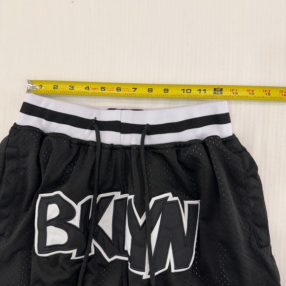 VTG Just Don Brooklyn Nets Basketball Shorts Mens M Black White BKLYN Mesh Lux - Picture 7 of 8